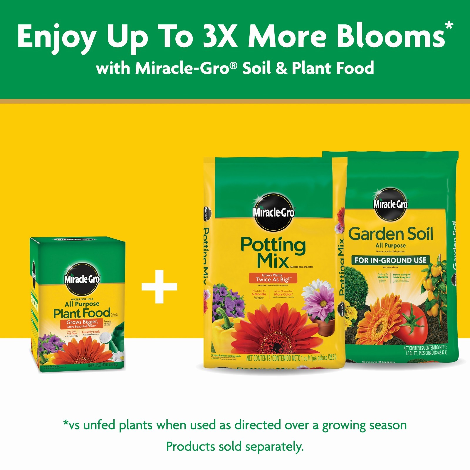 (3 Pack) Miracle-Gro All Purpose Water Soluble Plant Food 1.5lb Plant Fertilizer