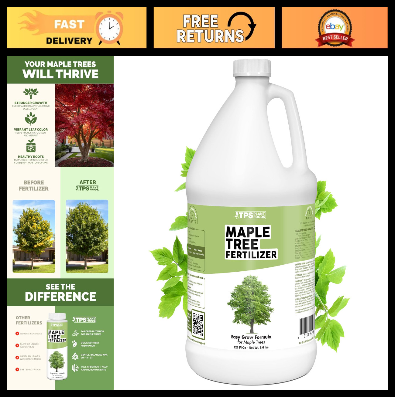 Liquid Maple Tree Fertilizer – Plant Food for Vibrant Color, Strong Roots, 1 Gal