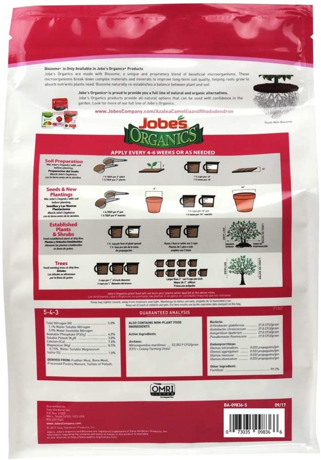 Jobe’s 09826 4 lb Organic Azalea Rhododendron Acid Loving Plant Food Fertilizer