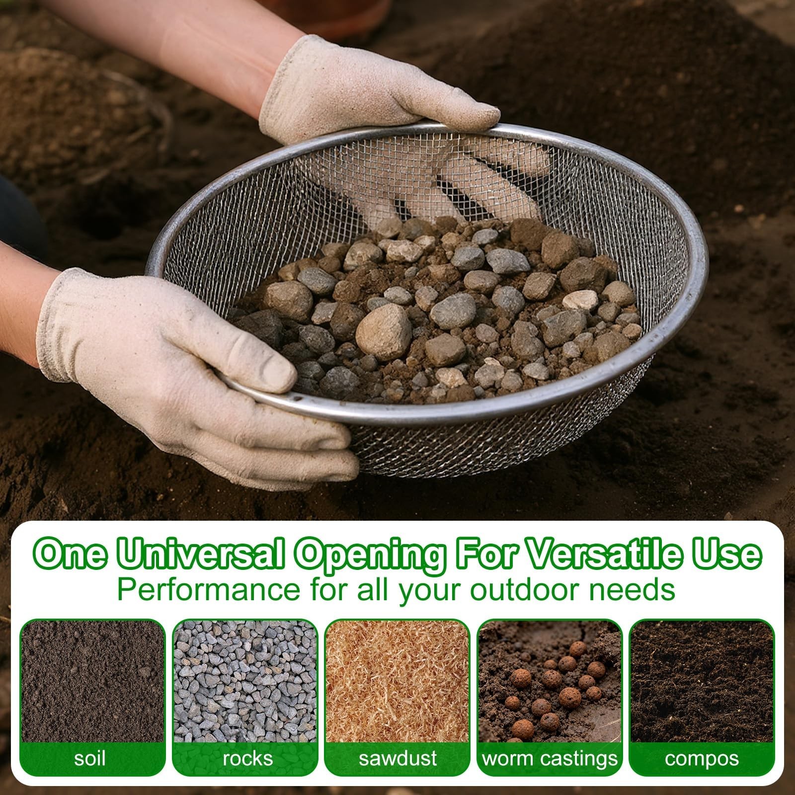 2 Pack Soil Sifter for Gardening – Rock Compost Sand Sifter Fits 5-Gallon Buc…