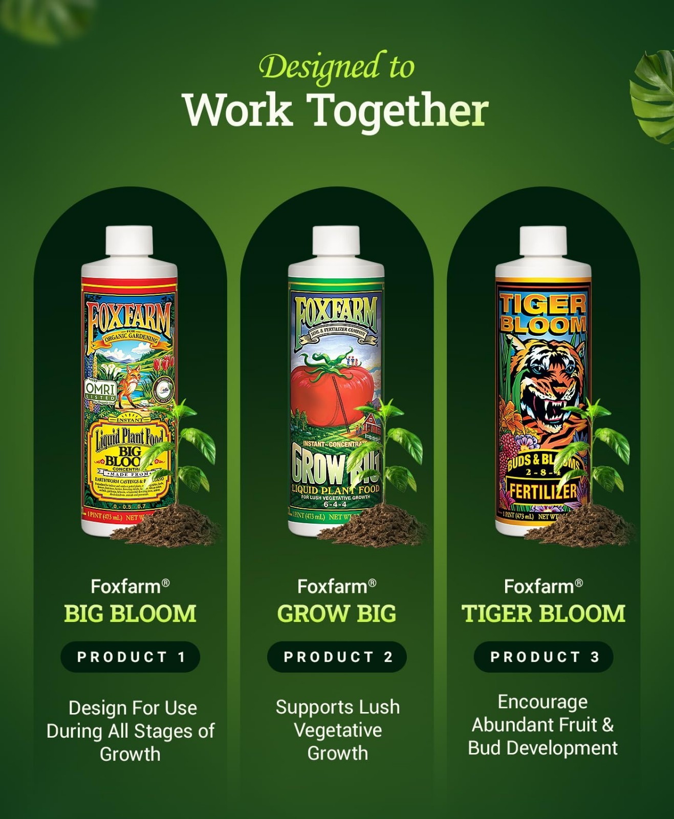 Liquid Fertilizer Trio Set – Big Bloom, Grow Big, Tiger Bloom – Plant Growth & F