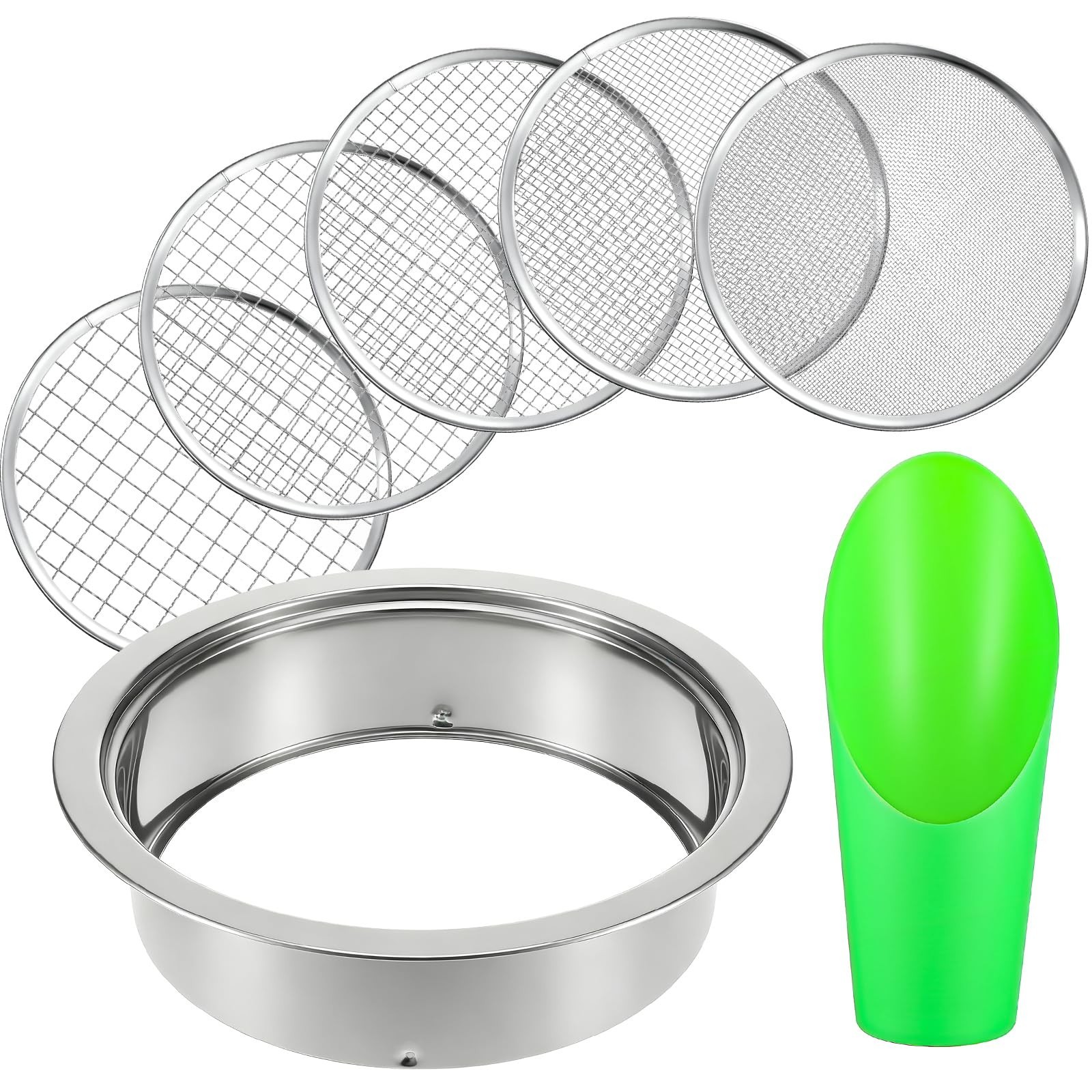 Soil Sieve Set Stainless Steel Garden Soil Sifter, Compost Mesh Sif… Fast Ship