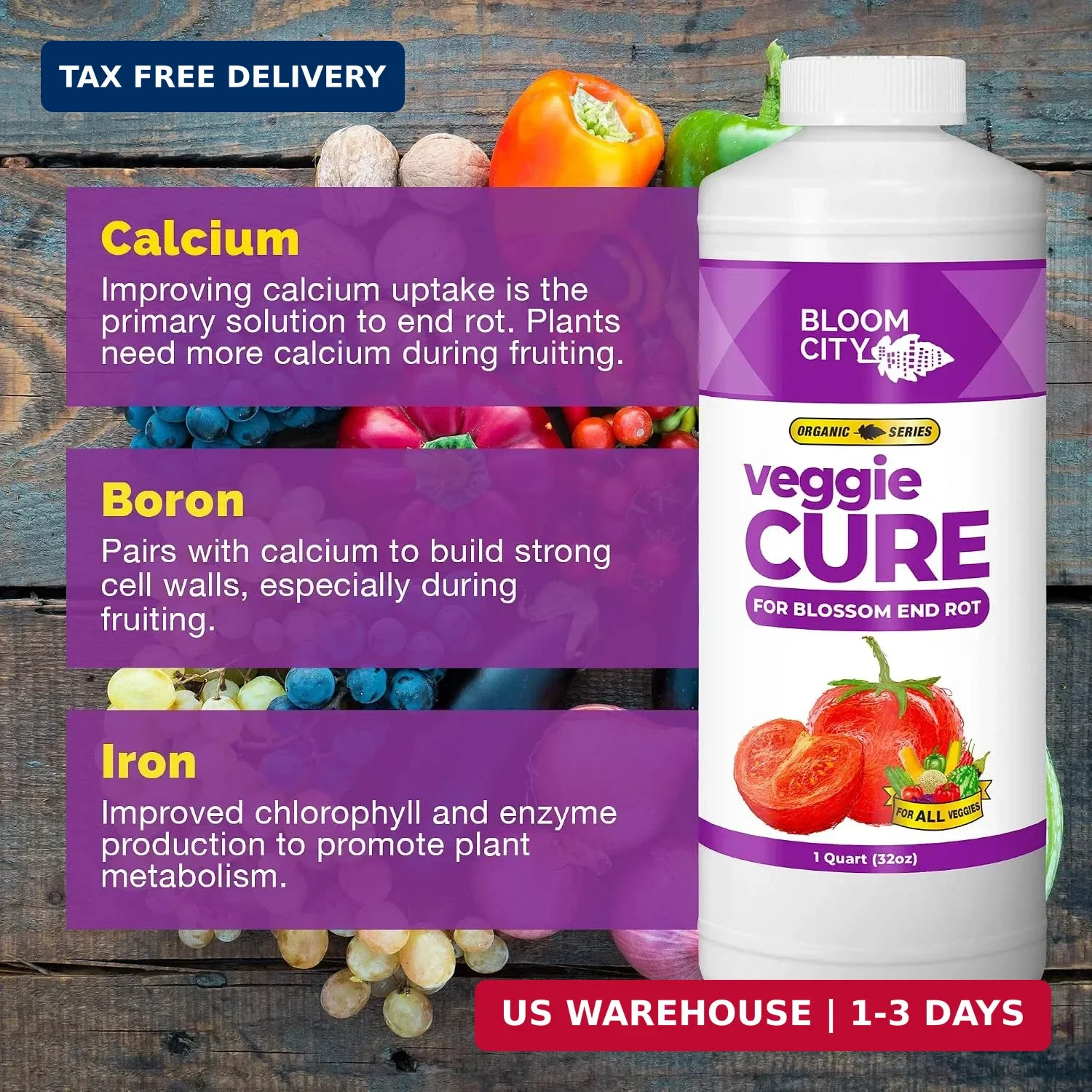 Bloom City Veggie Cure for Blossom End Rot – Liquid Plant Food for Calcium Suppo