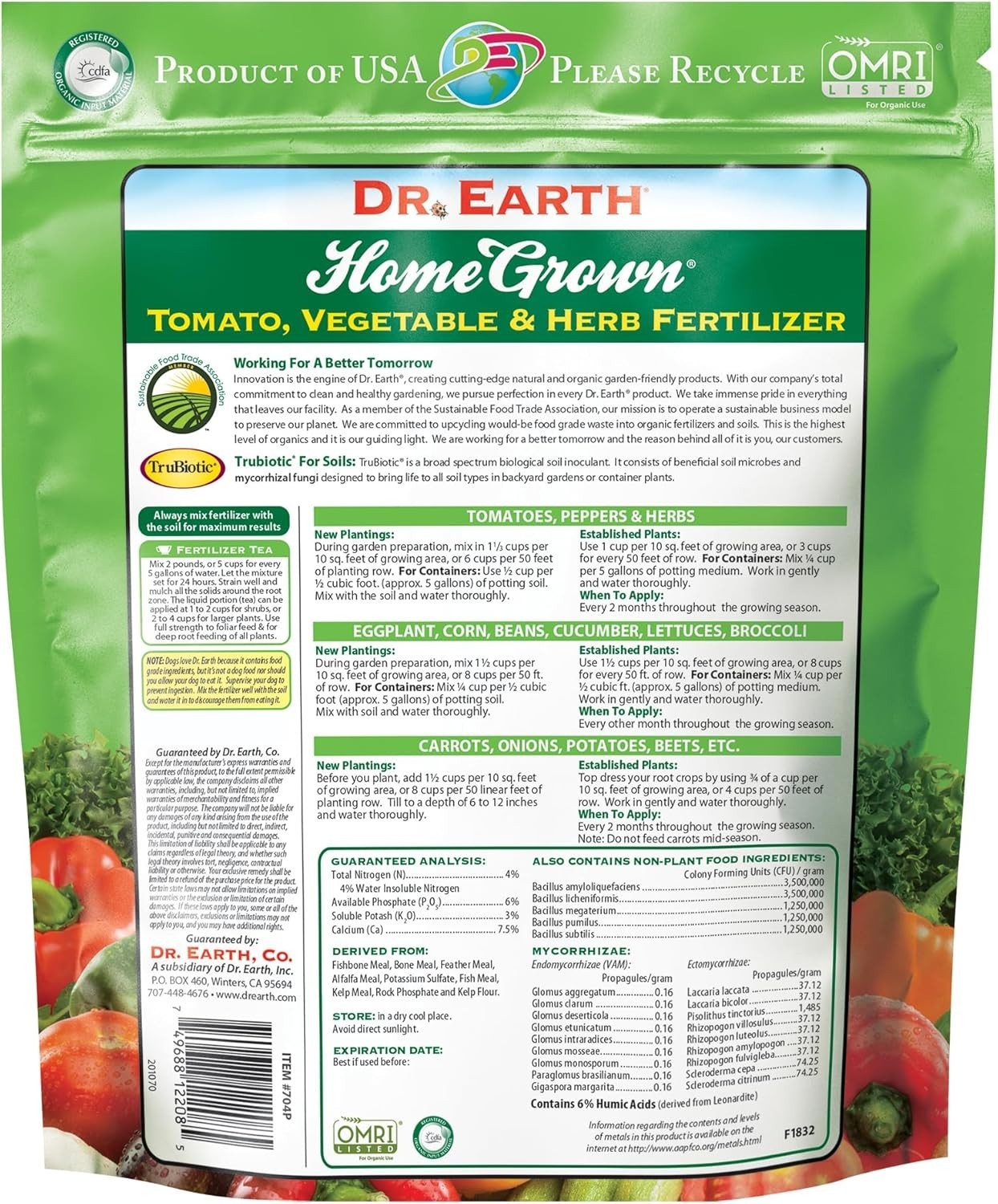 Dr. Earth Organic 5 Tomato & Veg Fertilizer – 64 Oz Poly Bag for Abundant Crops