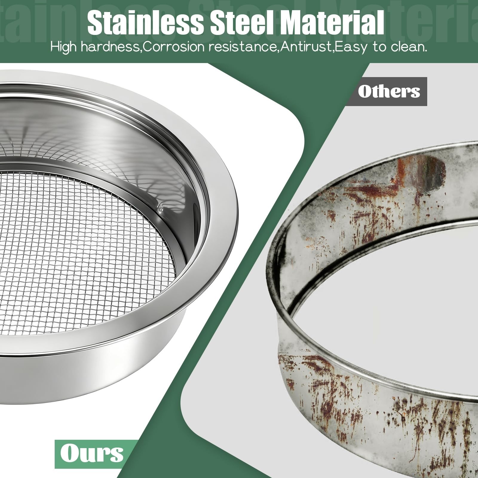 Soil Sieve Set Stainless Steel Garden Soil Sifter, Compost Mesh Sif… Fast Ship