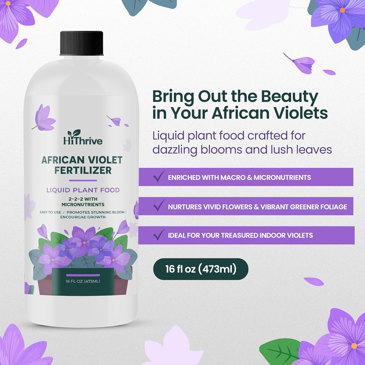 16Oz African Violet Fertilizer for African Violets Live Plants – Makes 24 Gallon