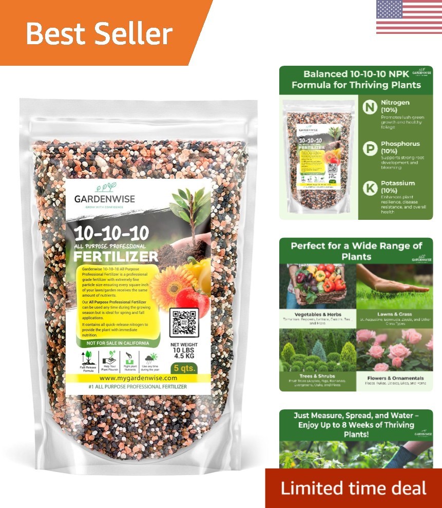 10-10-10 Slow Release Granular Fertilizer for Healthy Gardens – 5 Quarts
