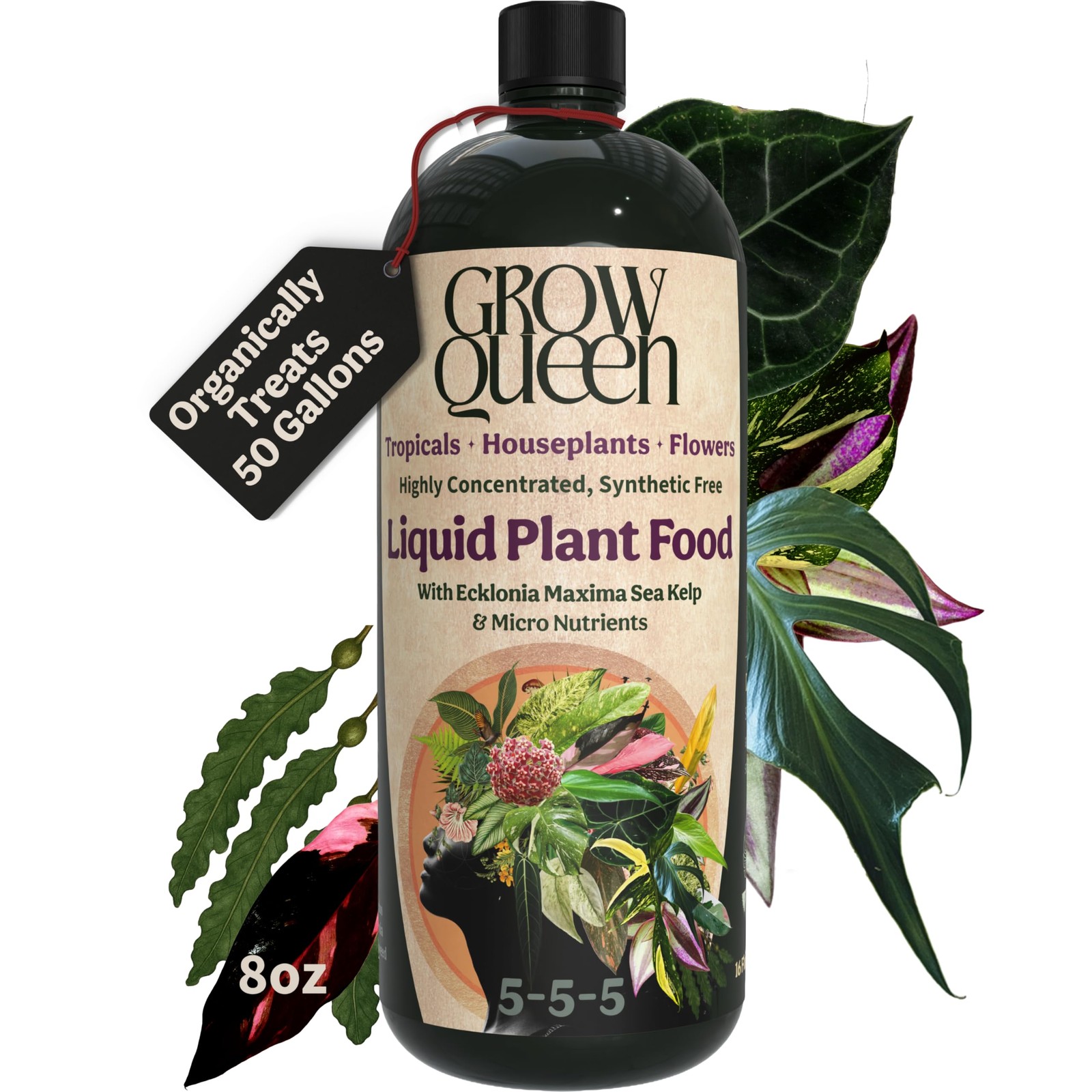 Grow Queen Organic Liquid Indoor Plant Food Houseplant Tropical & All Purpose
