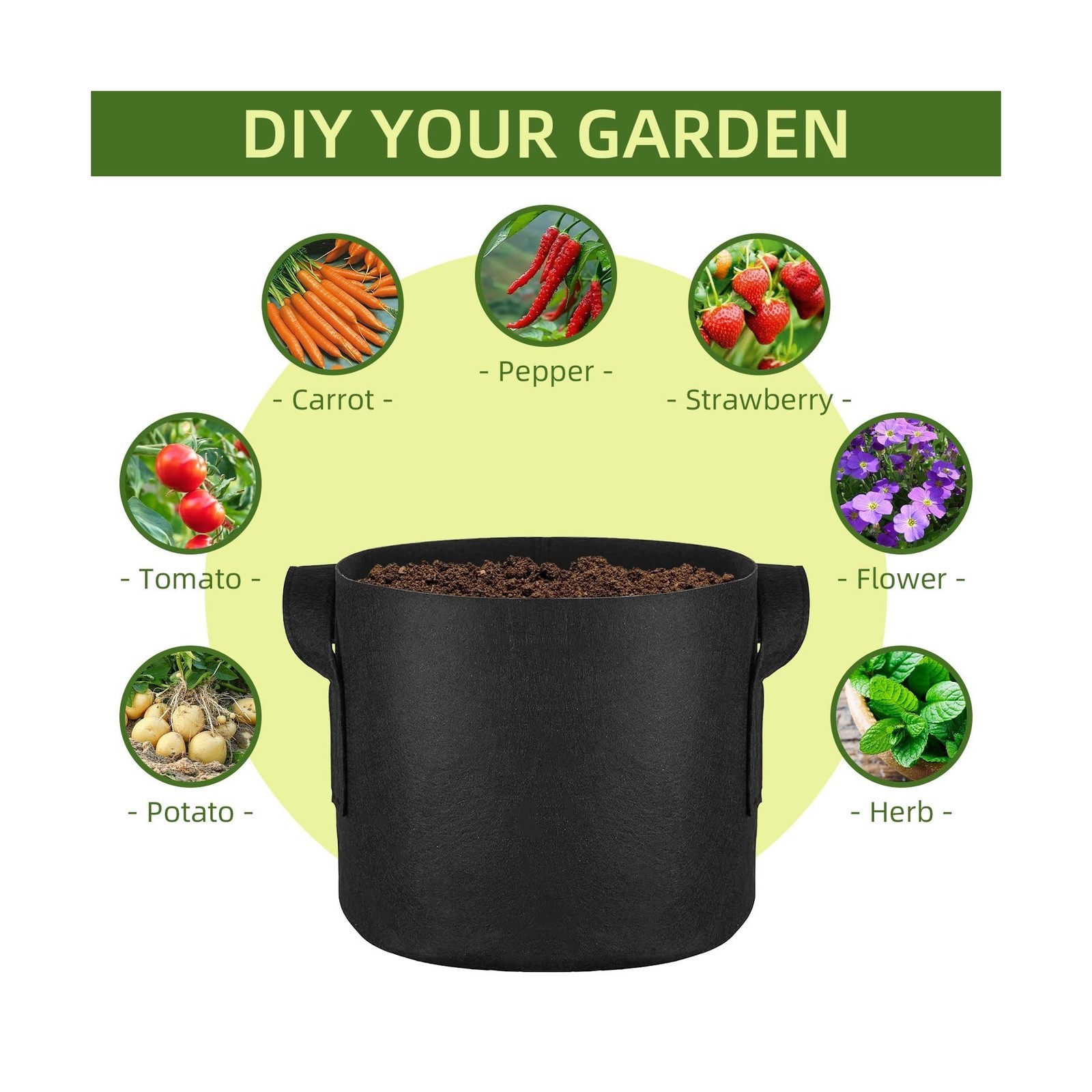 24 Pack 10 Gallon Grow Bags, Heavy Duty Thickened Aeration Fabr… Fast USA SHIP