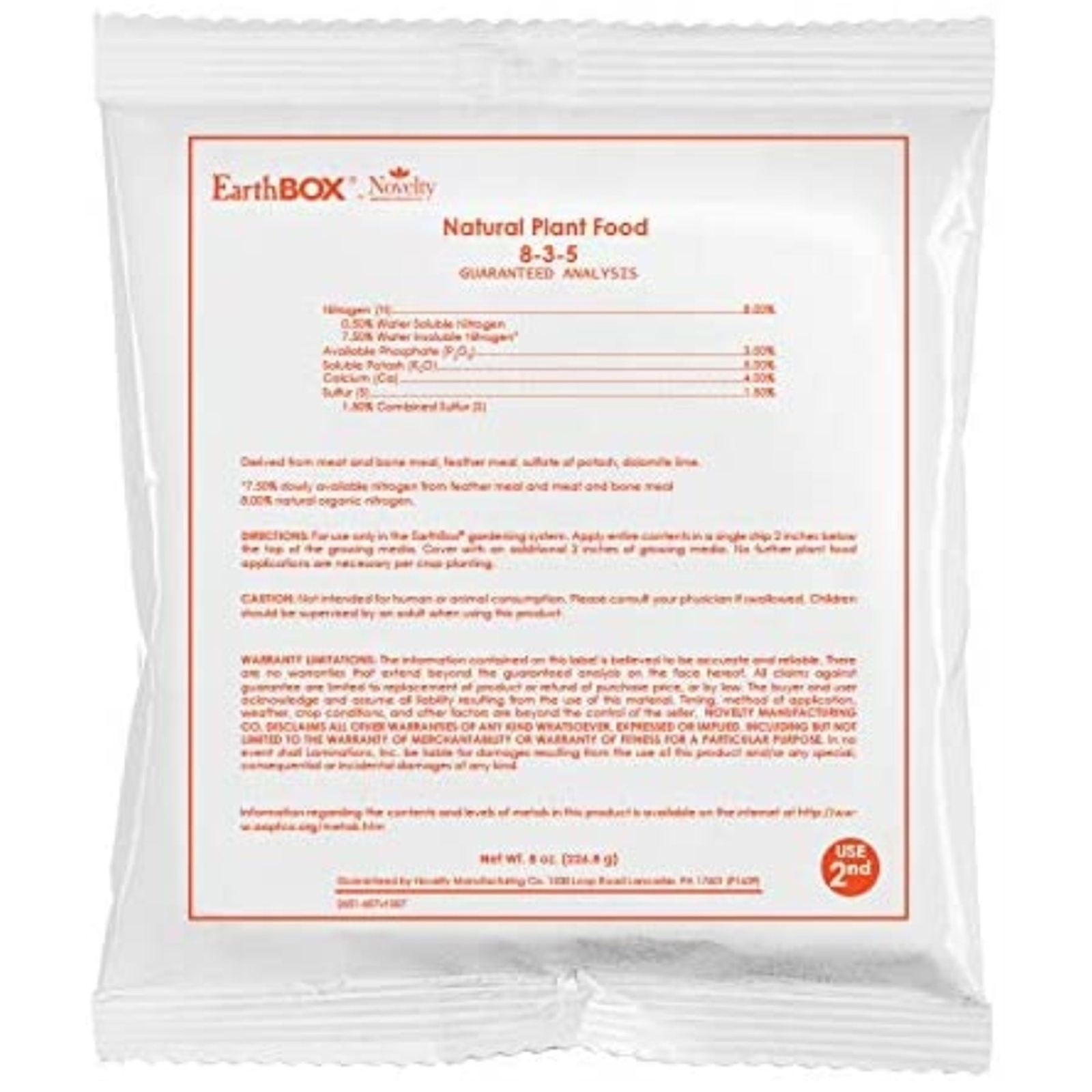 Novelty EarthBox 81103 Junior Replant Kit, Fertilizer Pack, Natural (Pack of 1)