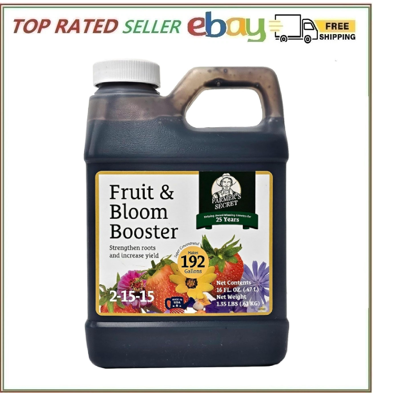 Super Concentrated Fruit & Bloom Booster Fertilizer 16oz for Bigger Yields