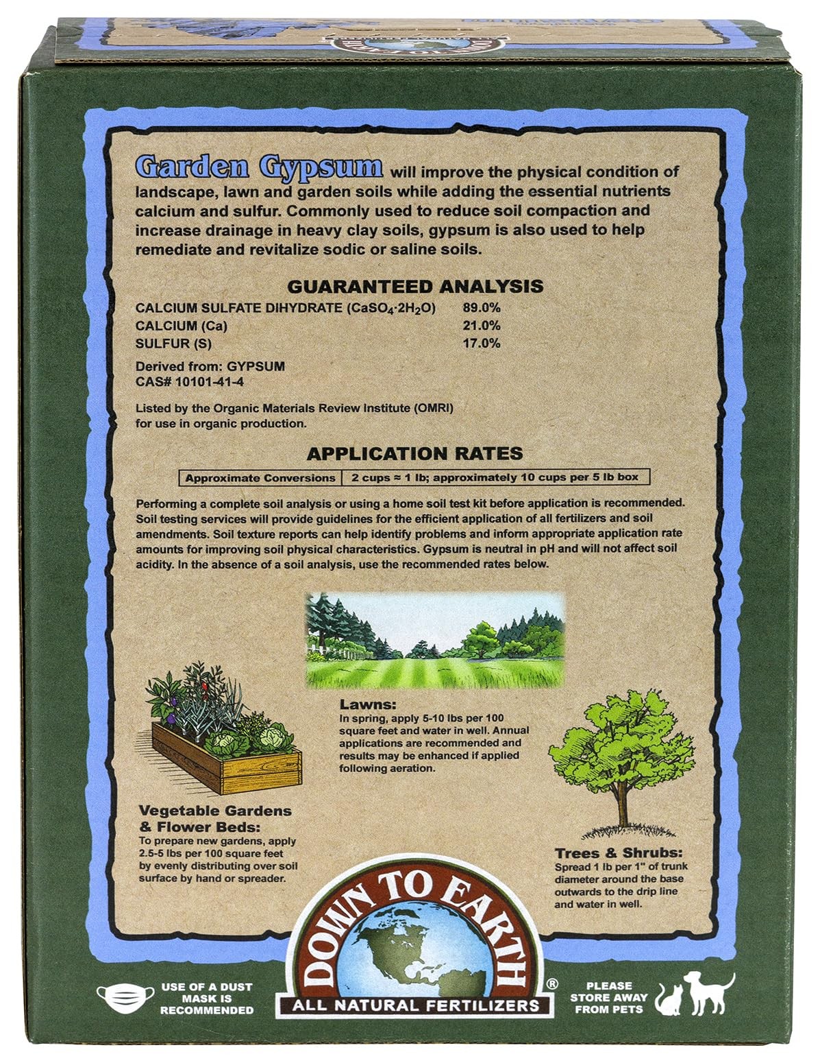 Organic Garden Gypsum Calcium Sulfate for Clay Soil, 5 lb Prilled Granules