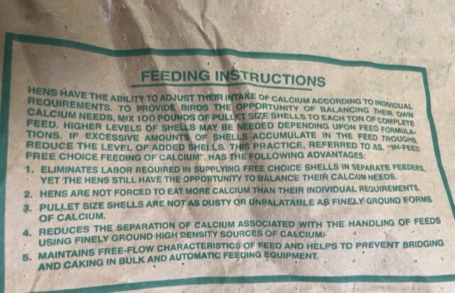 Calcium & Poultry Oyster Shells to harden egg shells chicken duck quail gardens