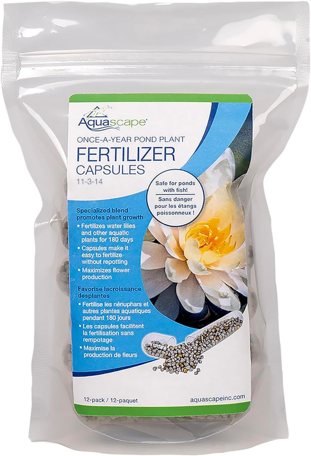 Aquascape Once-A-Year Pond Plant Fertilizer Capsules, 12-Pack, Promotes Aquatic