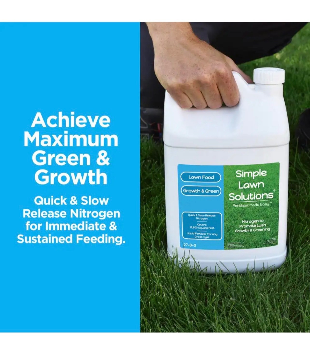 Simple Lawn Solutions 128 oz Liquid Lawn Fertilizer Growth & Green 27-0-0 12,800