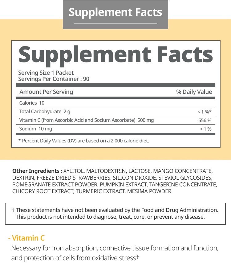 Atomy Color Food Vitamin C Health Supplement 90 Sticks&2g 500mg US Seller
