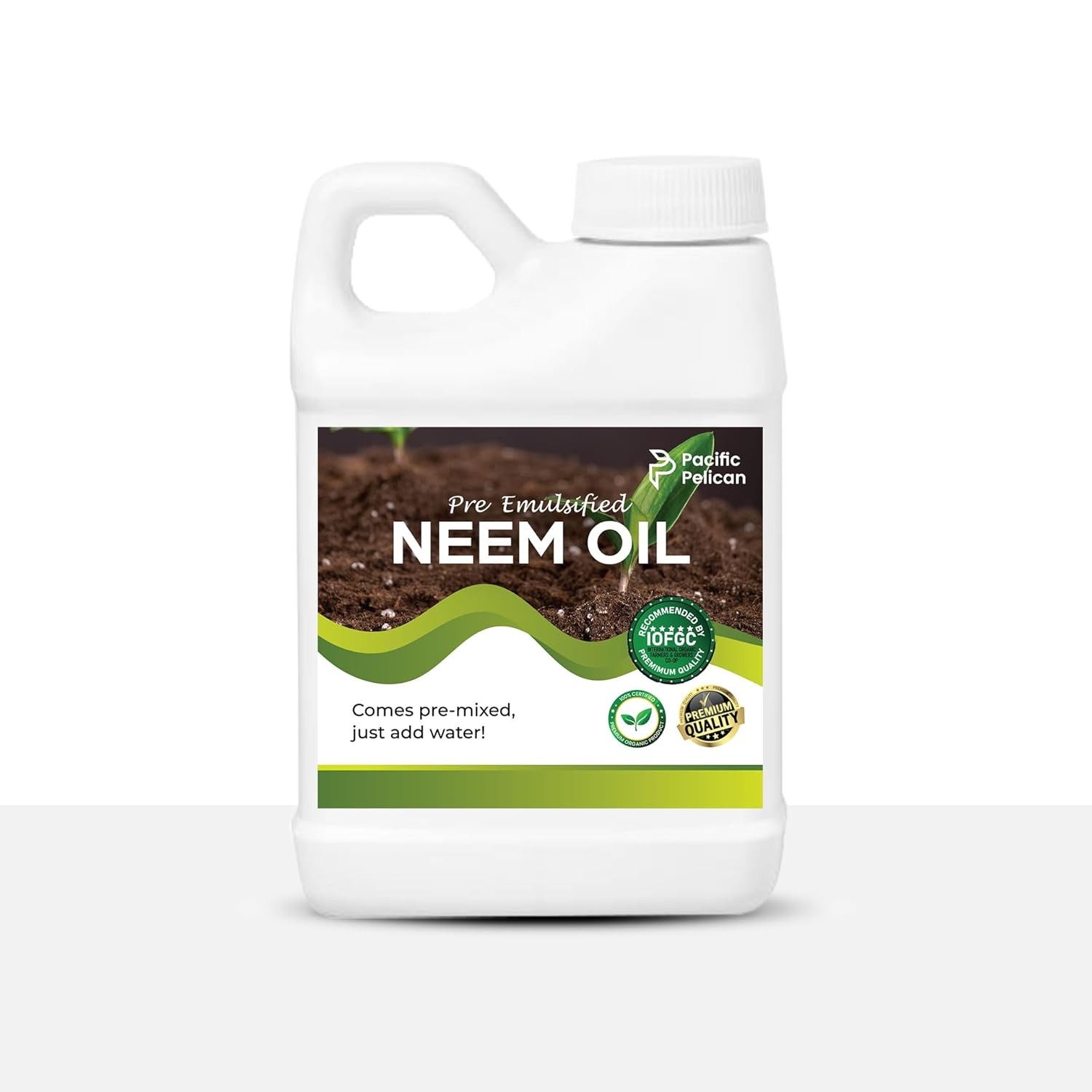 Pacific Pelican Organic Pre-Emulsified Neem Oil – Ready-to-Use, Just Add Water
