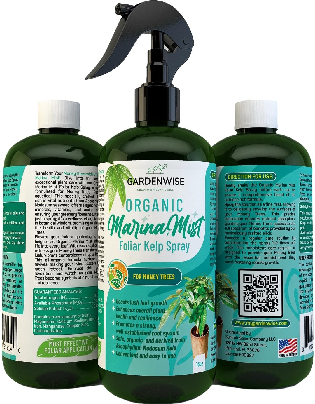 Organic Marina Mist Money Tree Spray | Liquid Kelp Plant Food 8–16 oz