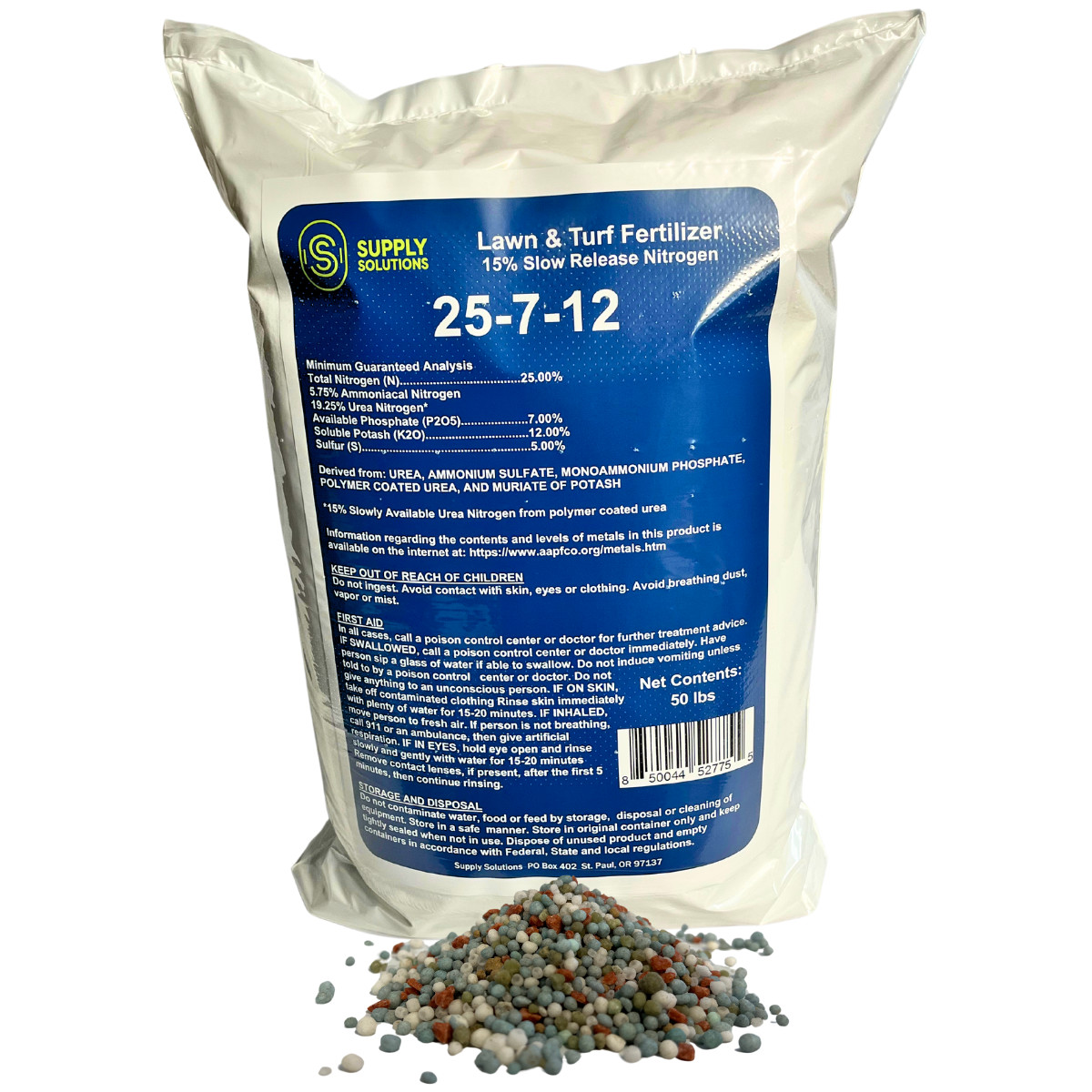 25-7-12 Lawn & Turf Fertilizer – Lawn, Turf and Garden Plants Food – 50 Lbs