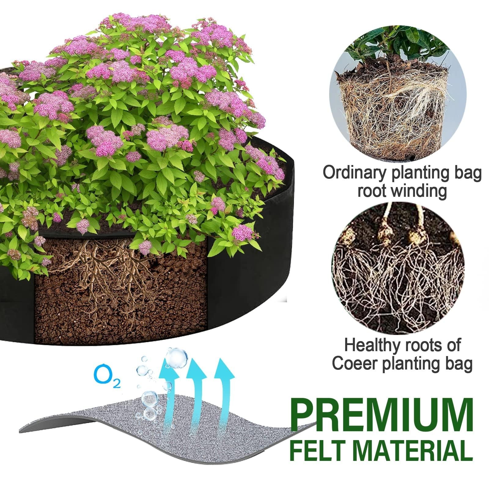 ZtohPyo 2-Pack 15 Gallon Grow Bags,Round Fabric Raised Garden Beds with 2 Han…