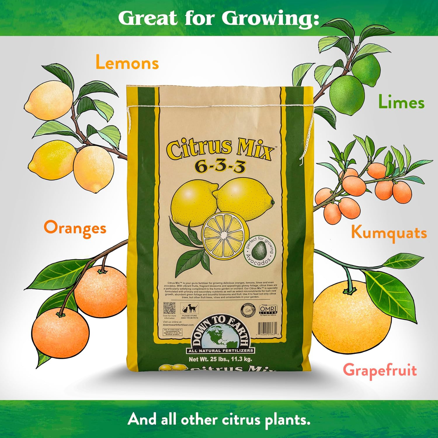 Down to Earth All Natural Fertilizers Organic Citrus Mix – Plant Food for Lemons