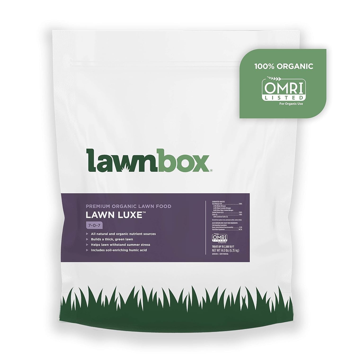 Lawn Luxe 7-0-7 100% Organic Summer Grass Fertilizer 14 lb Bag Covers 2,500 s…
