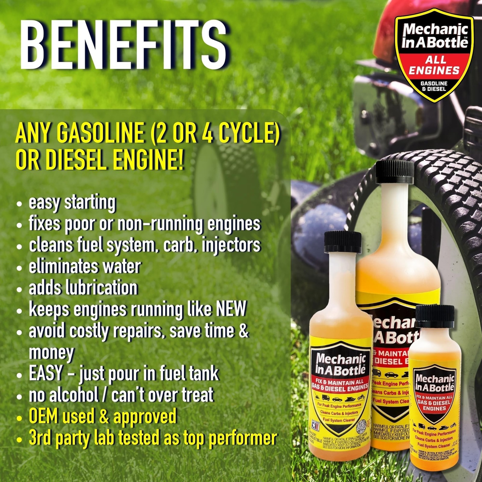 Mechanic in A Bottle Gas & Diesel Formula, Gallon Jug. Fuel System Cleaner & …