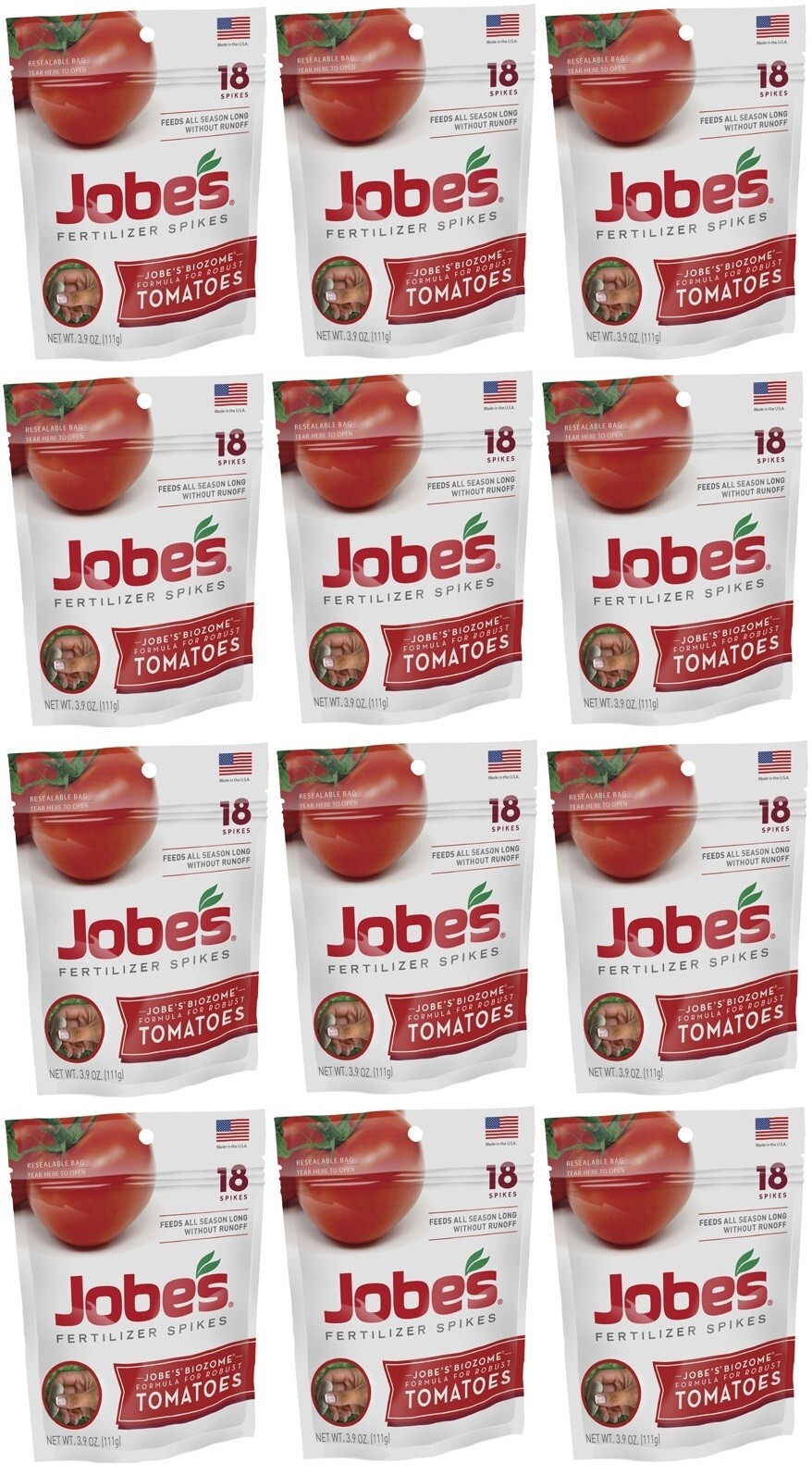 Jobe’s 06005 18 Count 6-18-6 Tomato Fertilizer Food Spikes – 12 Packs