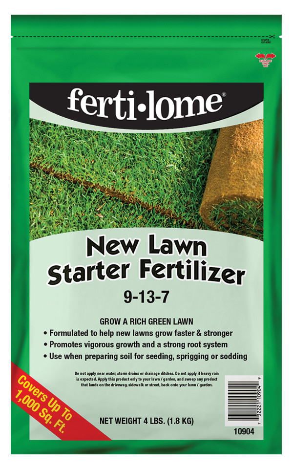 Fertilome New Lawn Starter Fertilizer 4 lb food 9-13-7 grass seed sod