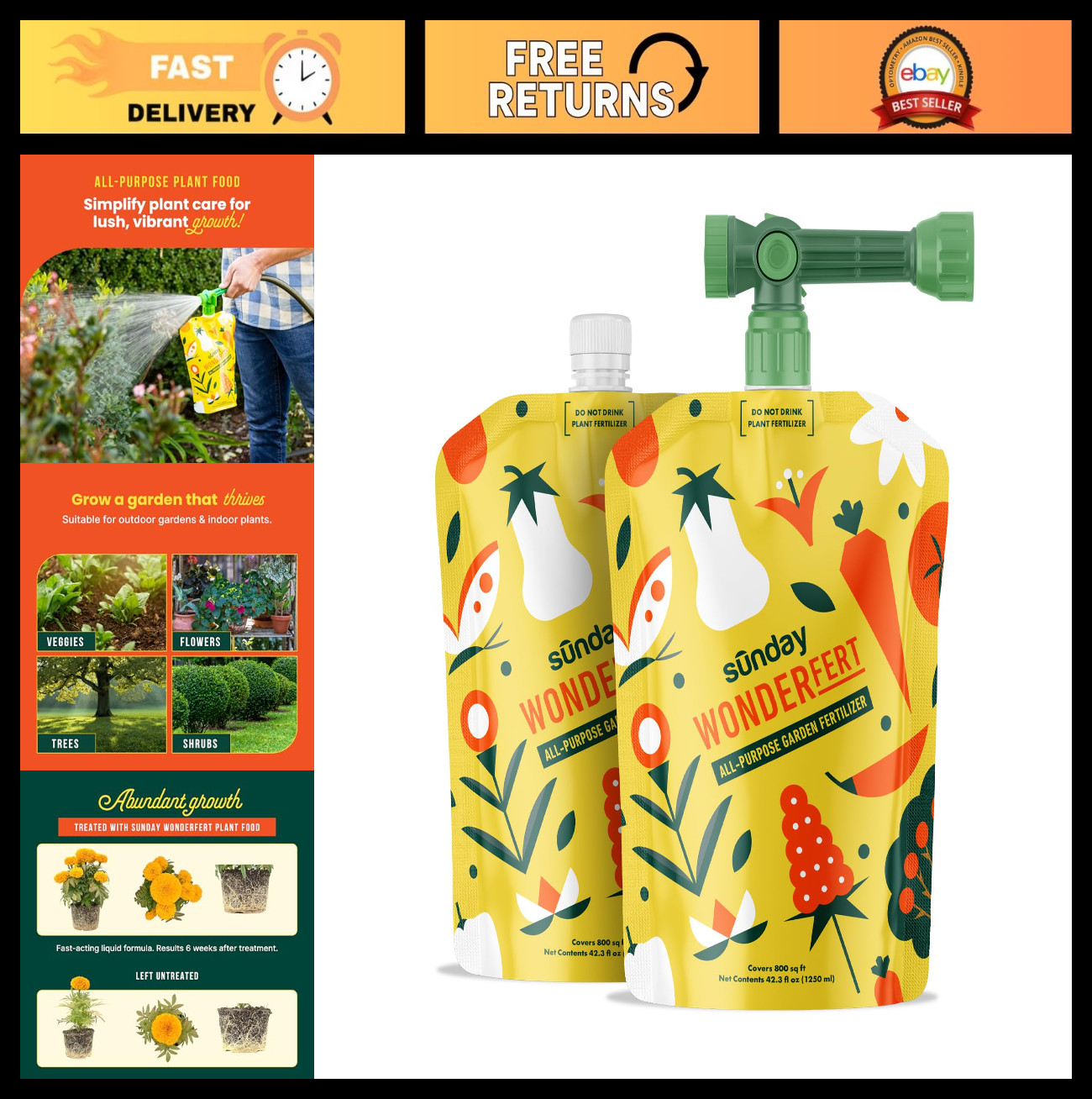 All-Purpose Liquid Fertilizer 10-2-6 NPK – 2 Pack for Flowers, Veggies, Trees &