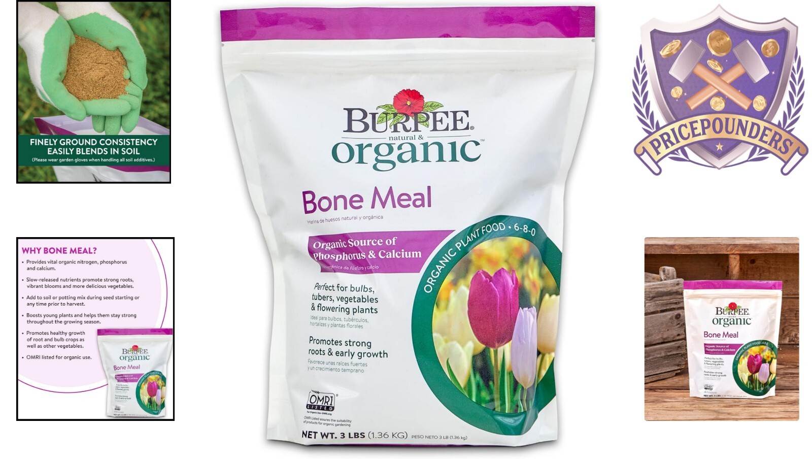 Organic Bone Meal Fertilizer – Promotes Strong Roots for Tomatoes & Bulbs – 3 lb