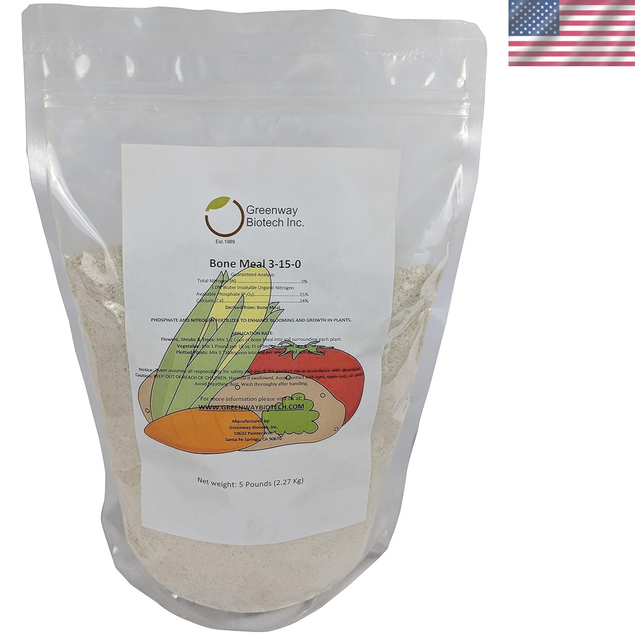 5-Pound Greenway Bone Meal 3-15-0 Fertilizer for Vibrant Blooms & Strong Roots