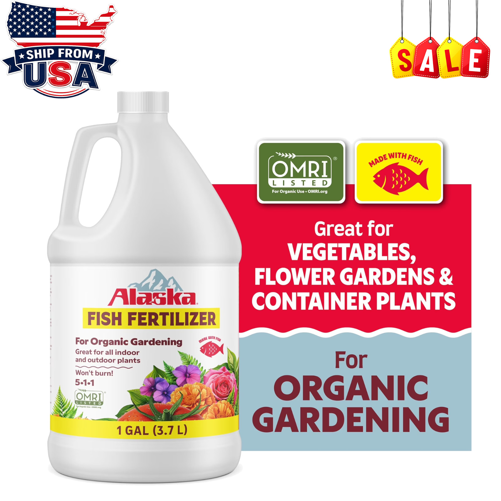 Alaska Fish Fertilizer 5-1-1 Plant Food, 1 gal, new