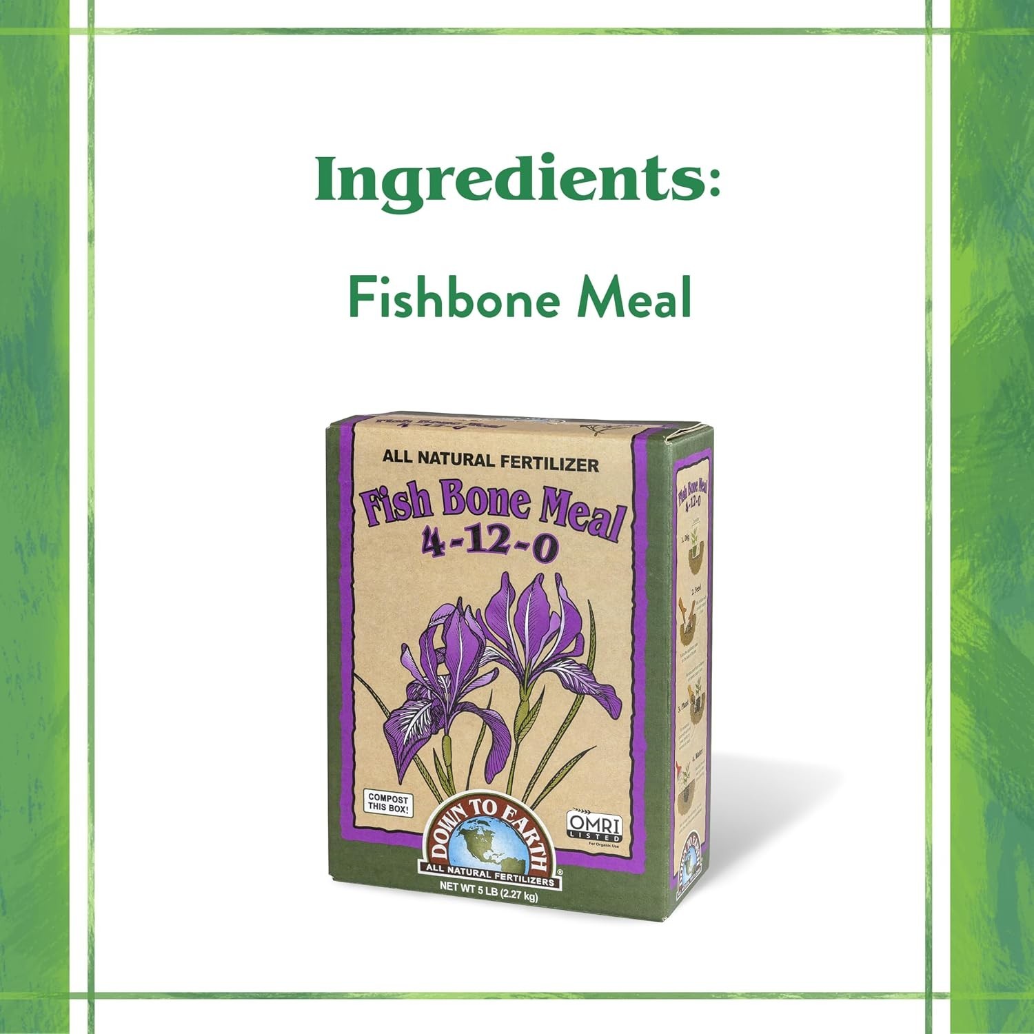 Fish Bone Meal 4-12-0 All-Natural Fertilizer 5 lb Plant Food