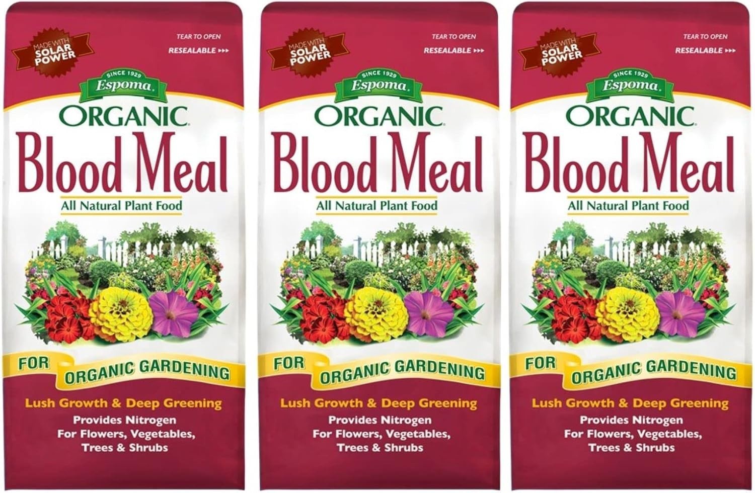 Espoma Organic Blood Meal Fertilizer 12-0-0 . Plant Food / 3 lb. Bag. 3 Pack