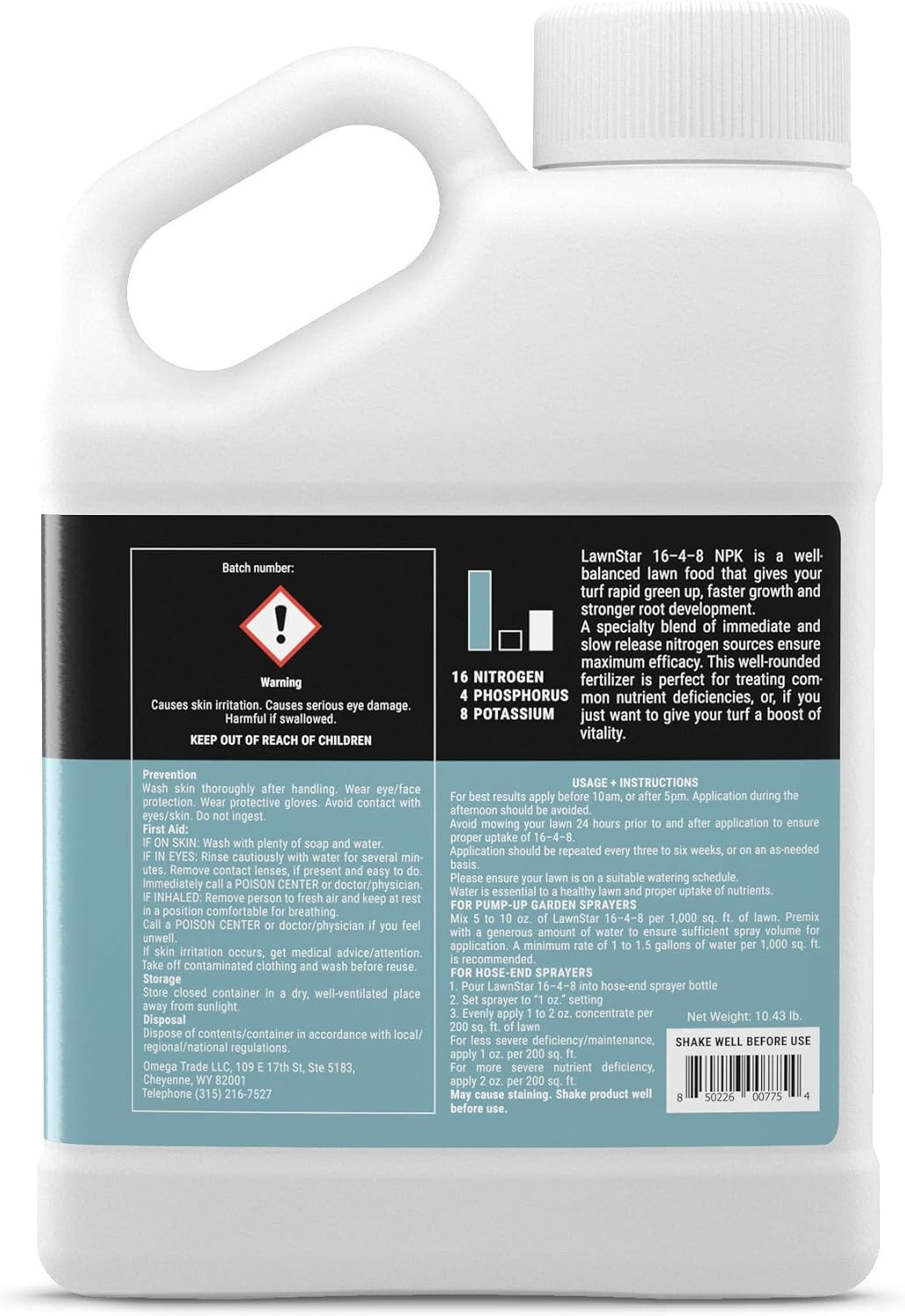 Balanced 16-4-8 Nutrient Liquid Fertilizer (1 Gallon) – Premium Lawn Food, NPK w