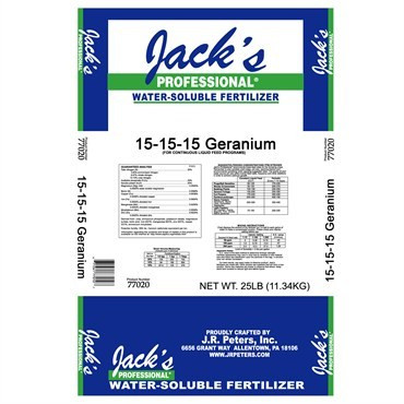 JR Peter’s Jack’s Professional Geranium 15-15-15 Fertilizer, 25 lb