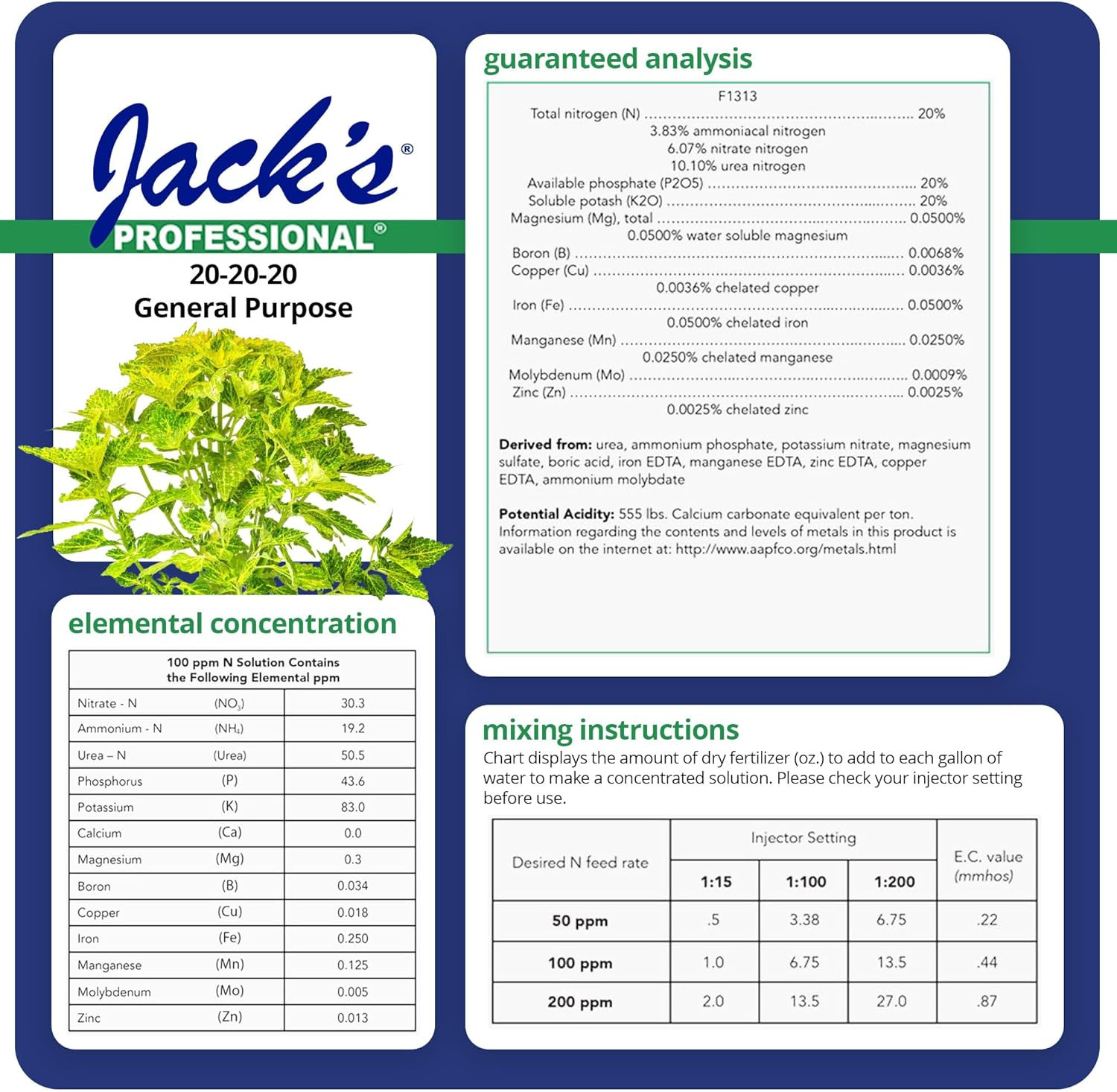 Jack’S Professional 20-20-20 General Purpose Water-Soluble Fertilizer with Micro