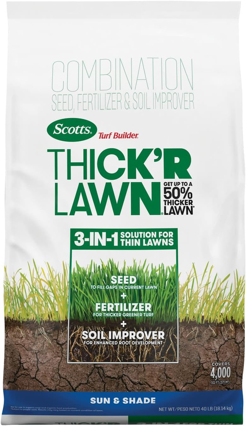 Scotts Turf Builder Thick’R Lawn Sun & Shade, 40 Lbs. | Combination Grass Seed,