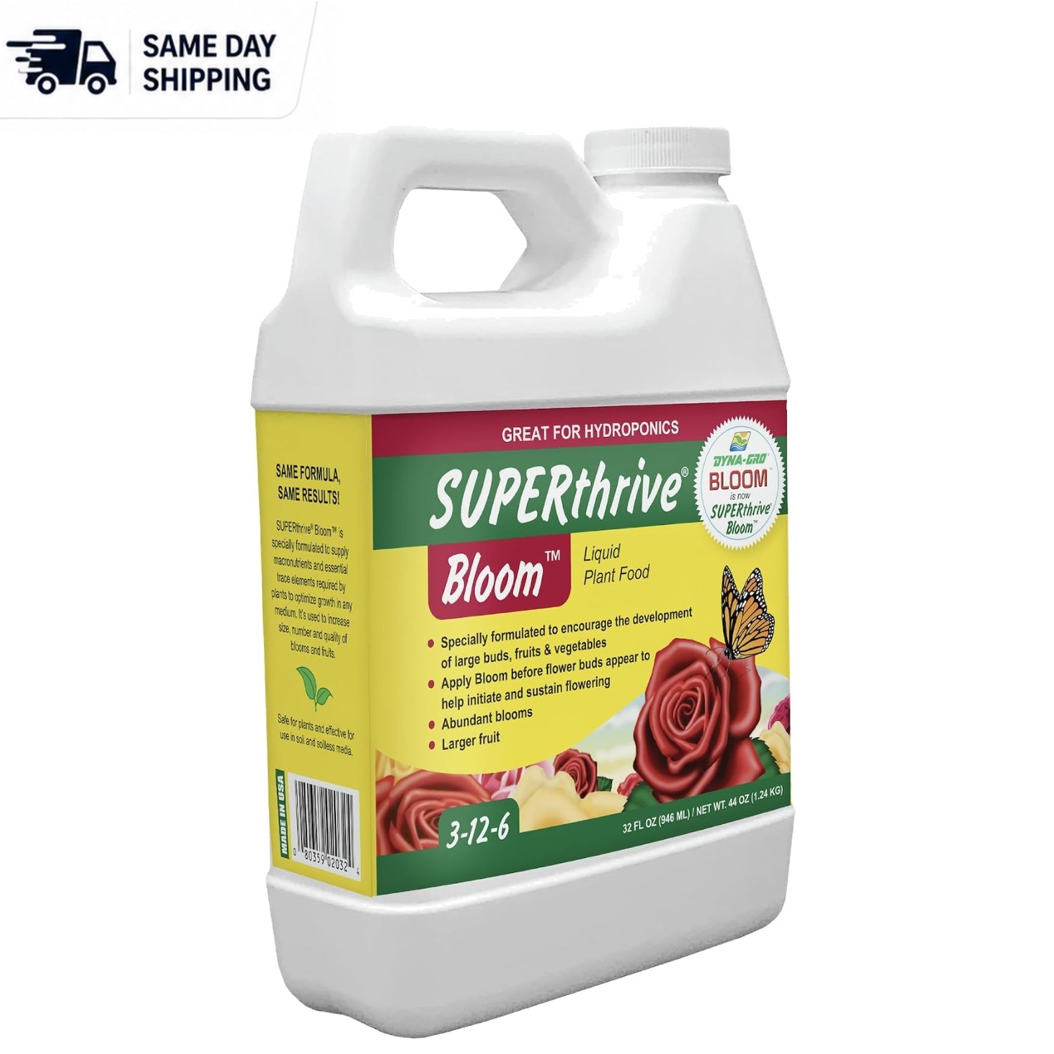 Super Concentrated Bloom 3-12-6 Plant Food, 1 Quart – Ideal for Hydroponics