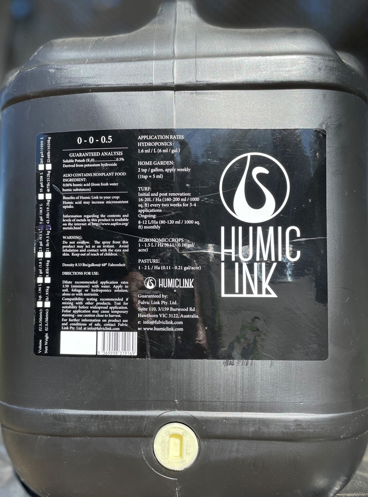 HUMIC LINK Humic & Fulvic Acid Supplement 5 GALLON (improves UPTAKE)