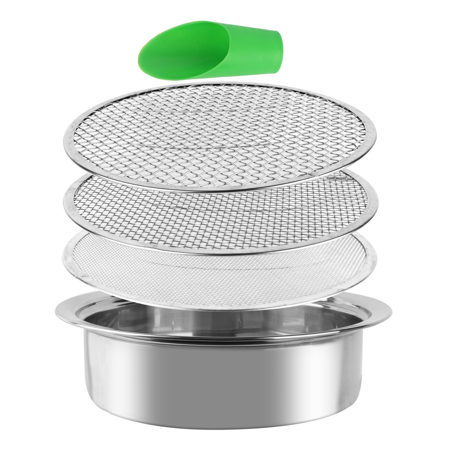 dirt garden sieve soil sifter – Stainless Stackable Sifting Pan Soil Sand Sieve