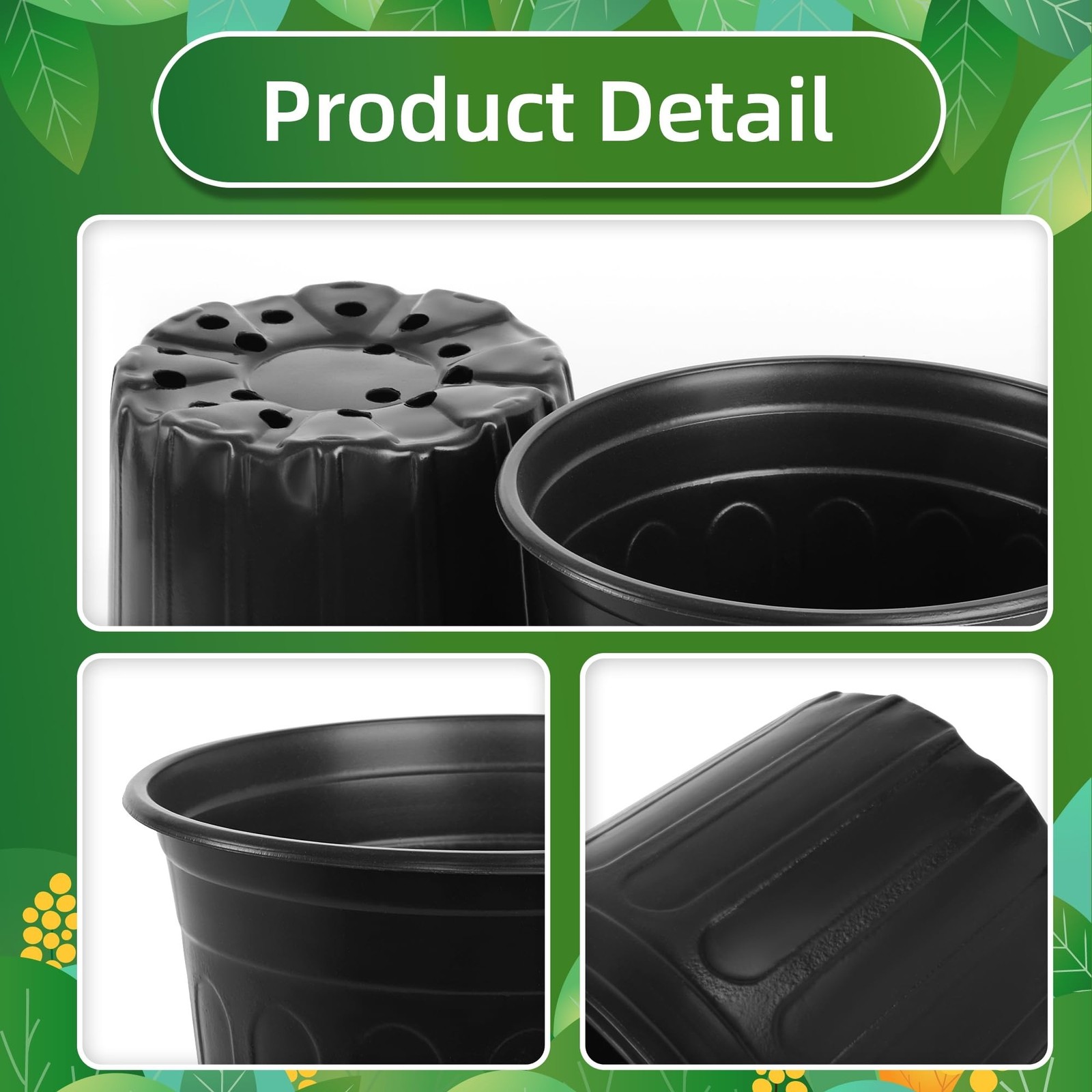 50 Pcs 2 Gallon Nursery Pots,Thickened Soft Plastic Plant Pots with Holes,Gar…