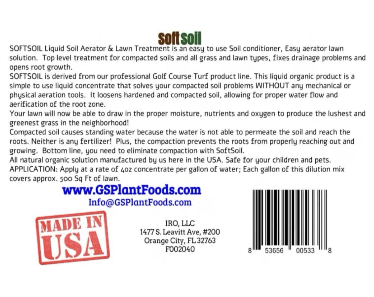 Soft Soil Liquid Soil Aerator & Lawn Treatment by GS Plant Foods – 1 Gallon