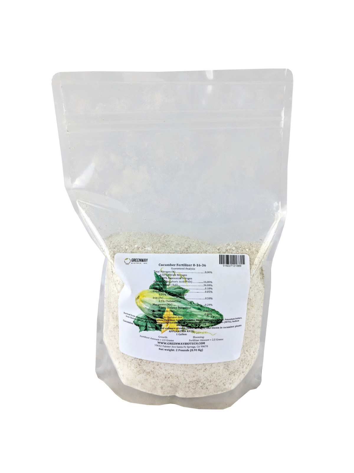 Cucumber Fertilizer 8-16-36 + Micros 2 Pounds – Makes 400 Gallons Hydroponics