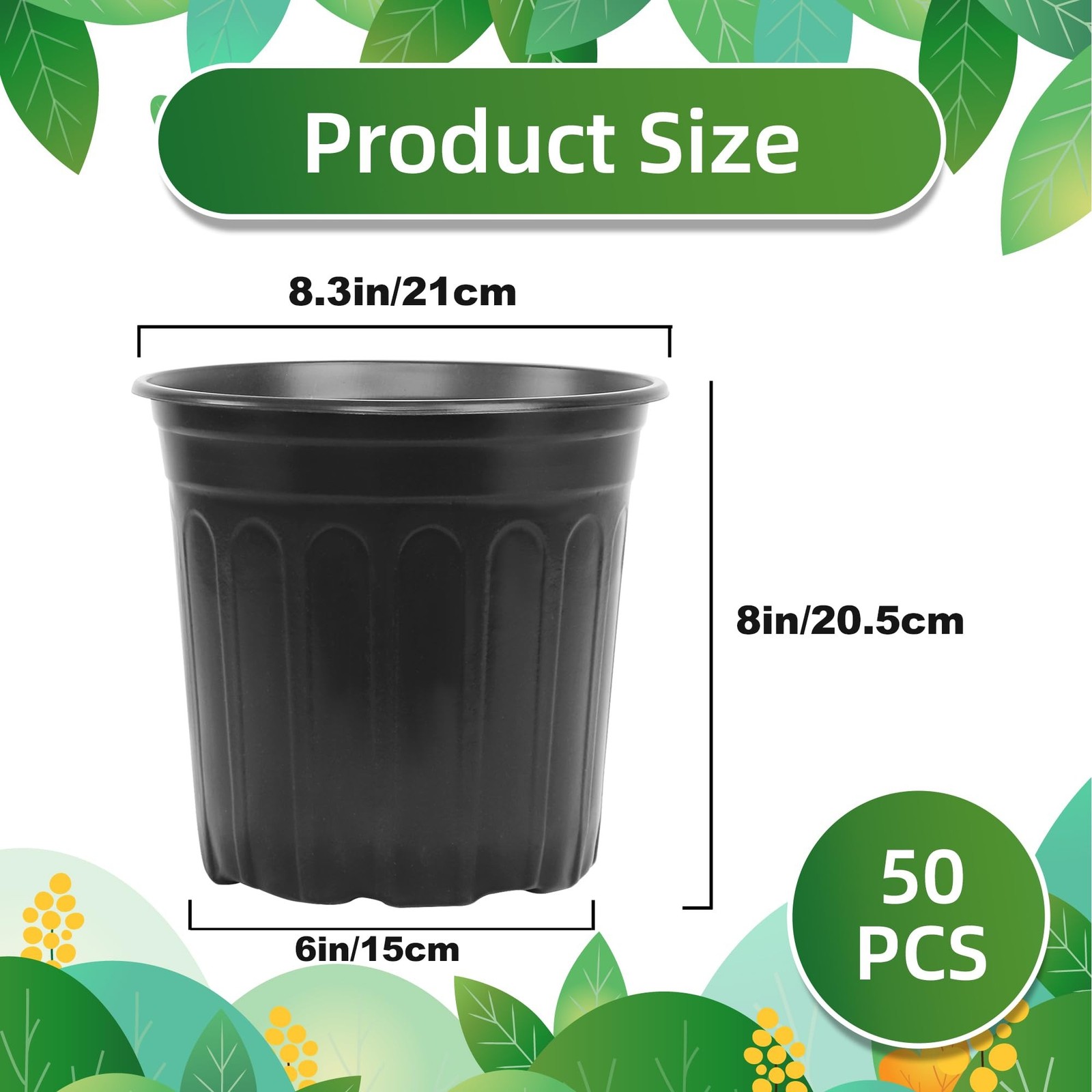 50 Pcs 2 Gallon Nursery Pots,Thickened Soft Plastic Plant Pots with Holes,Gar…