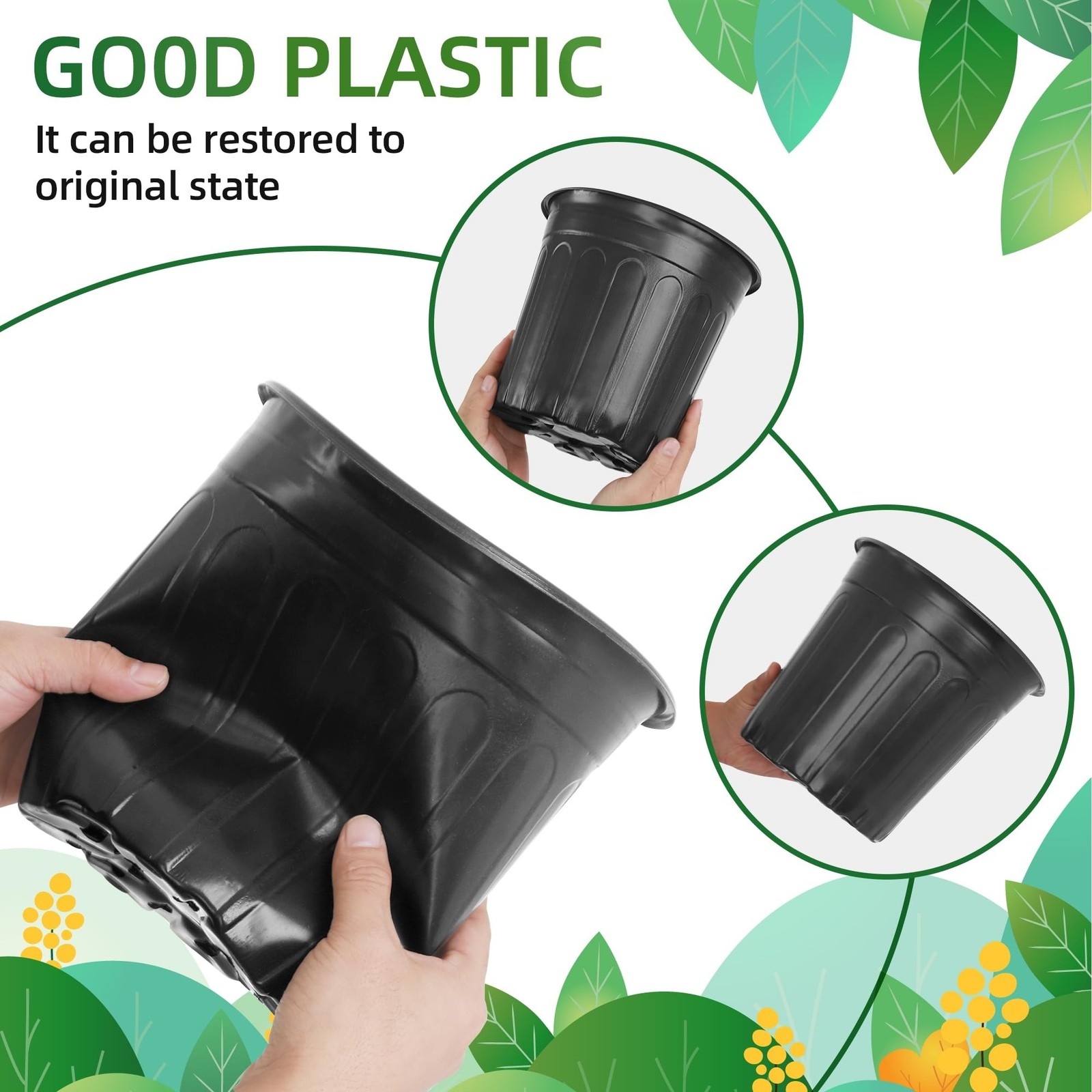50 Pcs 2 Gallon Nursery Pots,Thickened Soft Plastic Plant Pots with Holes,Gar…