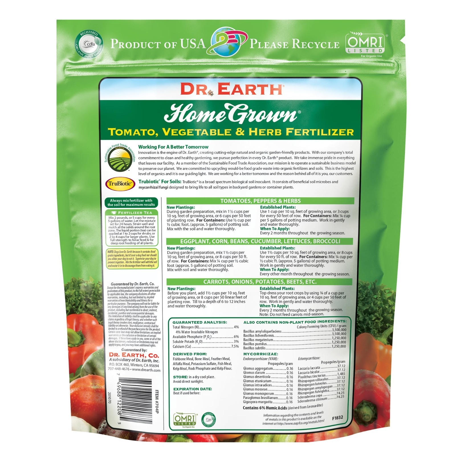 Organic Tomato, Vegetable & Herb Fertilizer – 5 lb Poly Bag for Healthy Plants