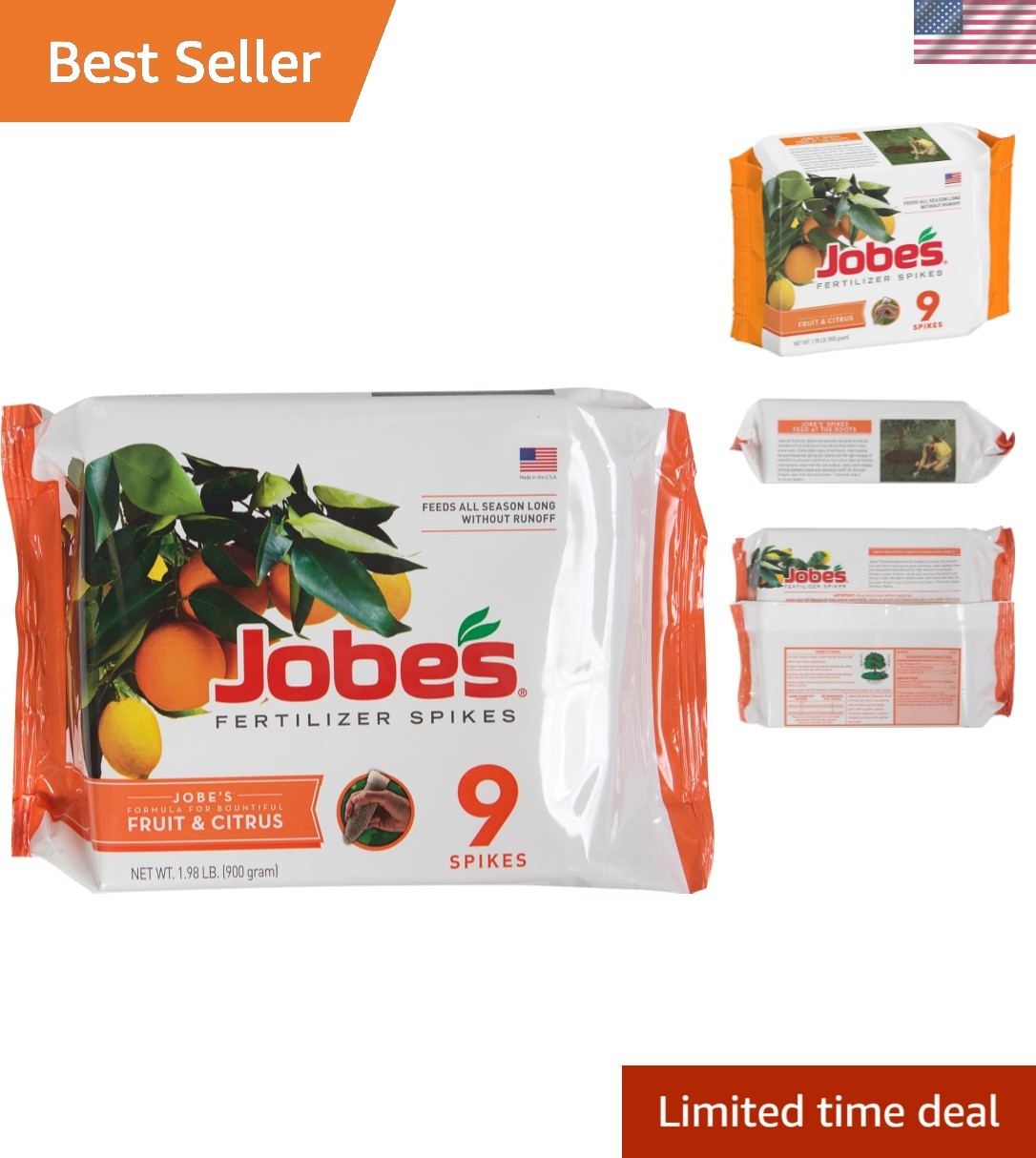 Jobe’s Easy Plant Care Fertilizer Spikes for Lush Fruit & Citrus Trees – 9 Count