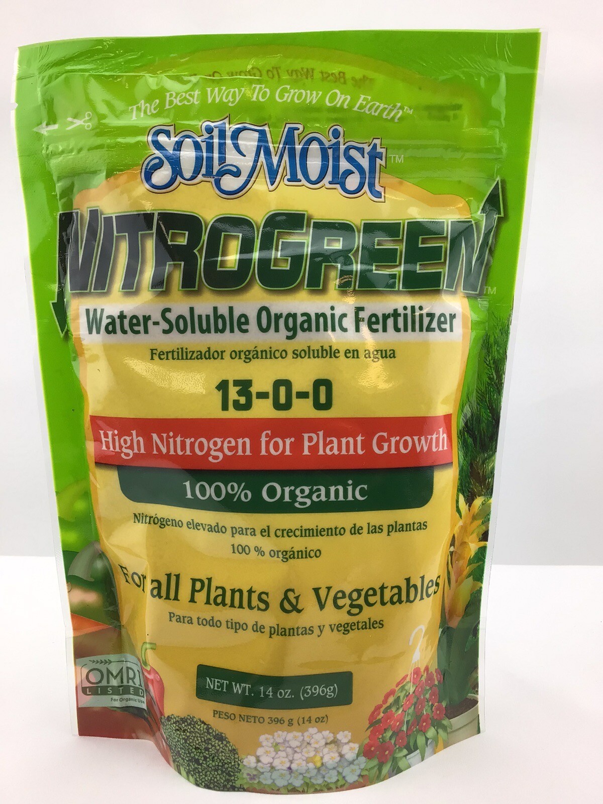 SoilMoist NitroGreen Organic Plant Fertilizer 14oz High Nitrogen Water Soluble